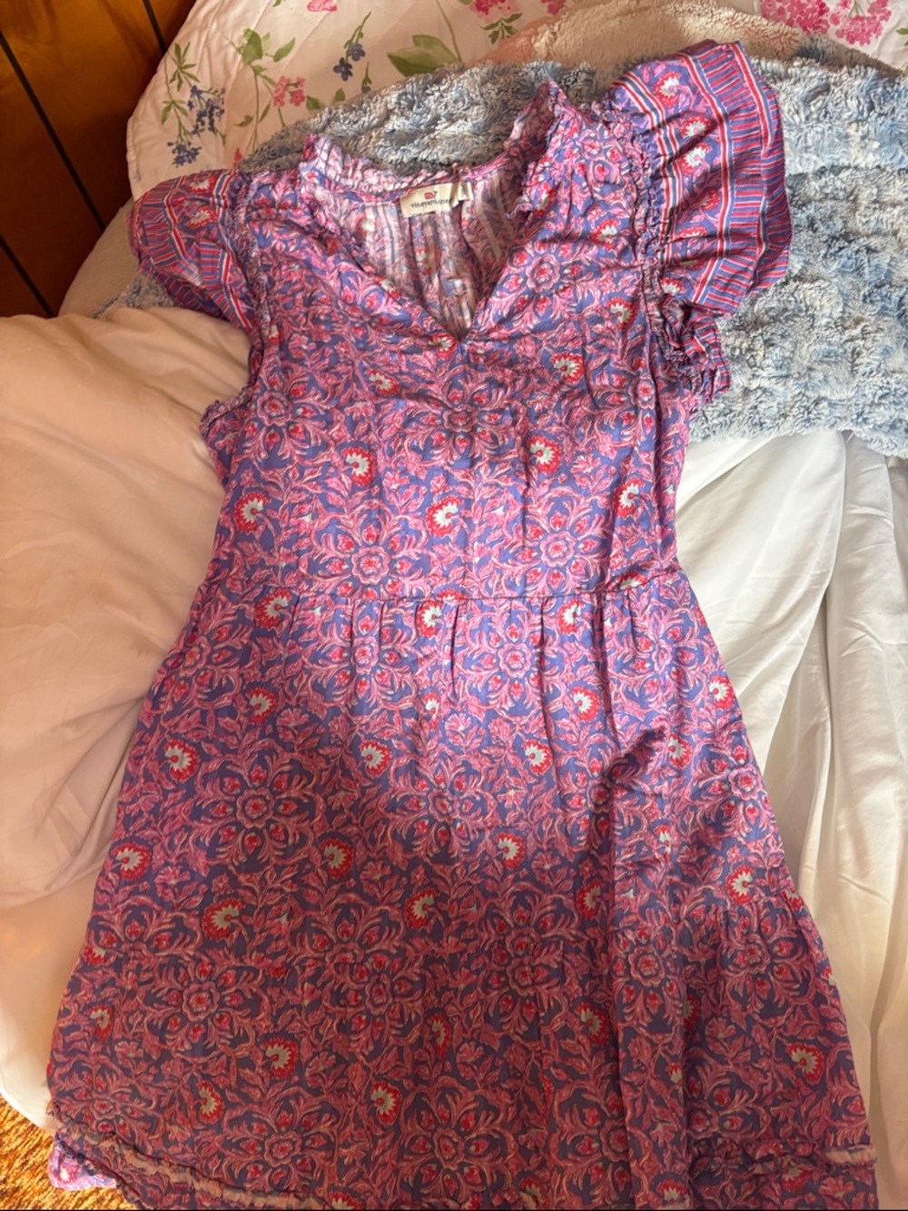 Vineyard Vines Pink and Purple Floral Midi Dress